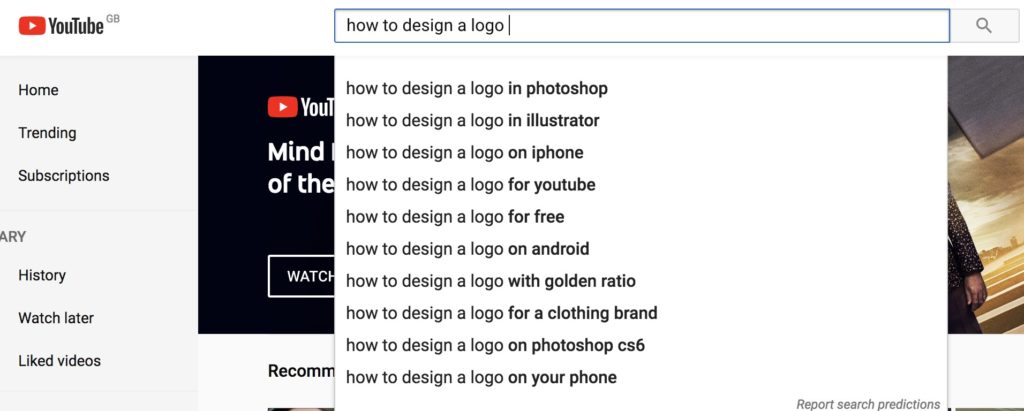 YouTube SEO - YouTube's keyword suggestions