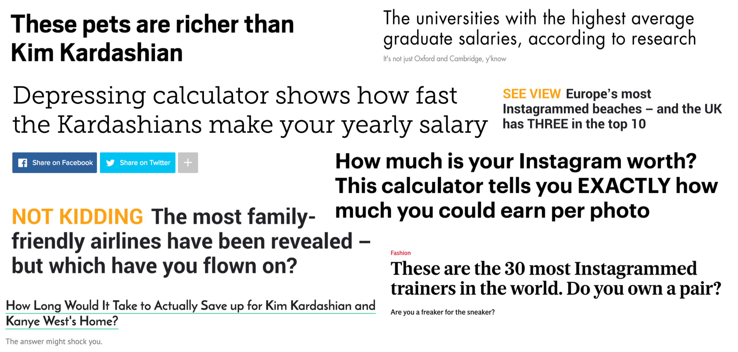 examples of headlines included in link building campaigns