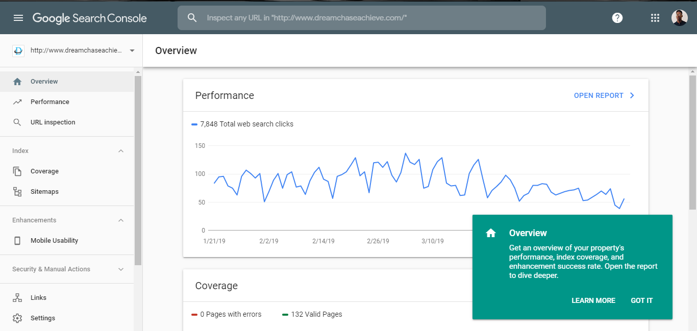 Preview of the UI of the new Google Search Console