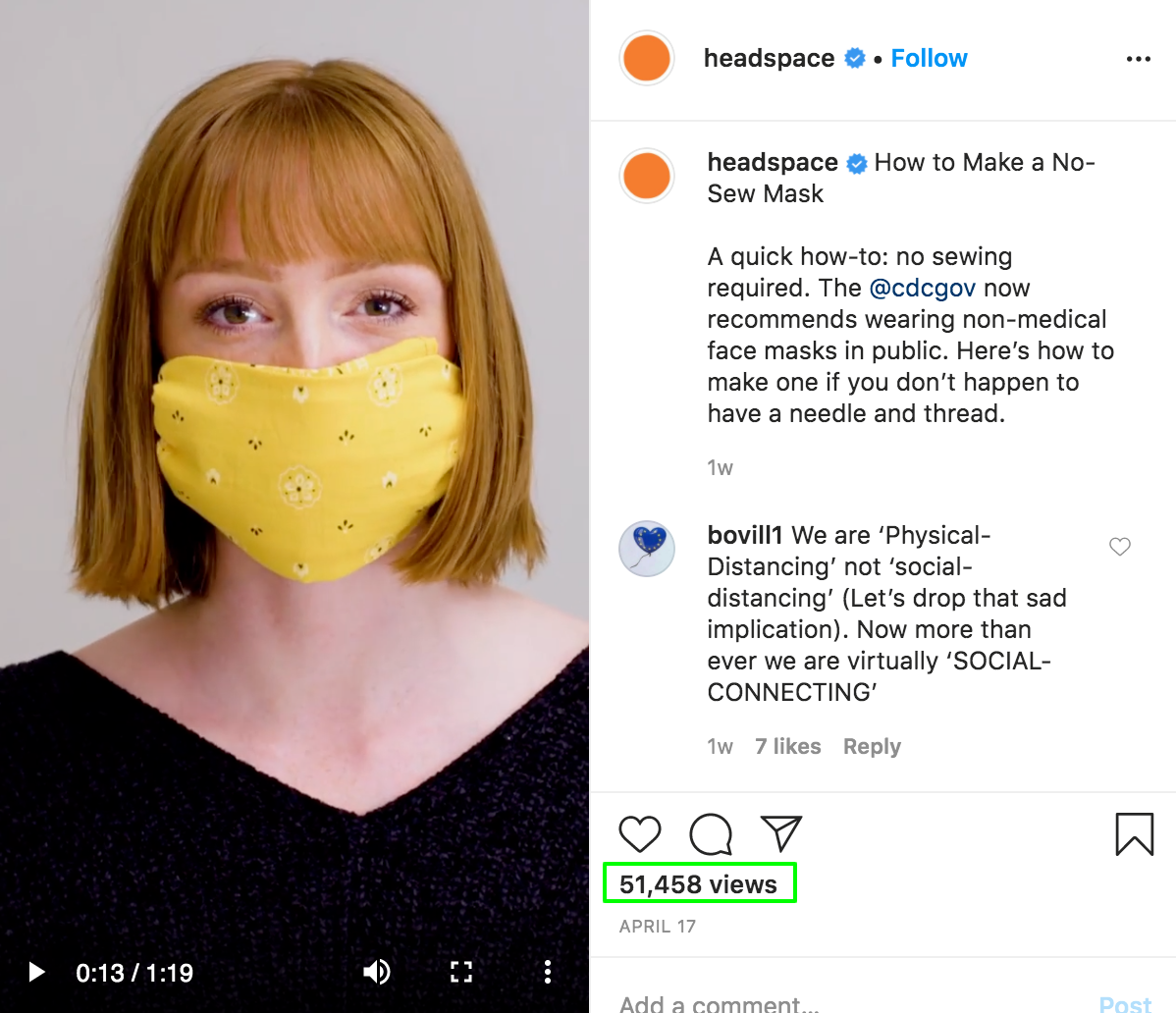 Headspace example of no-sew masks 