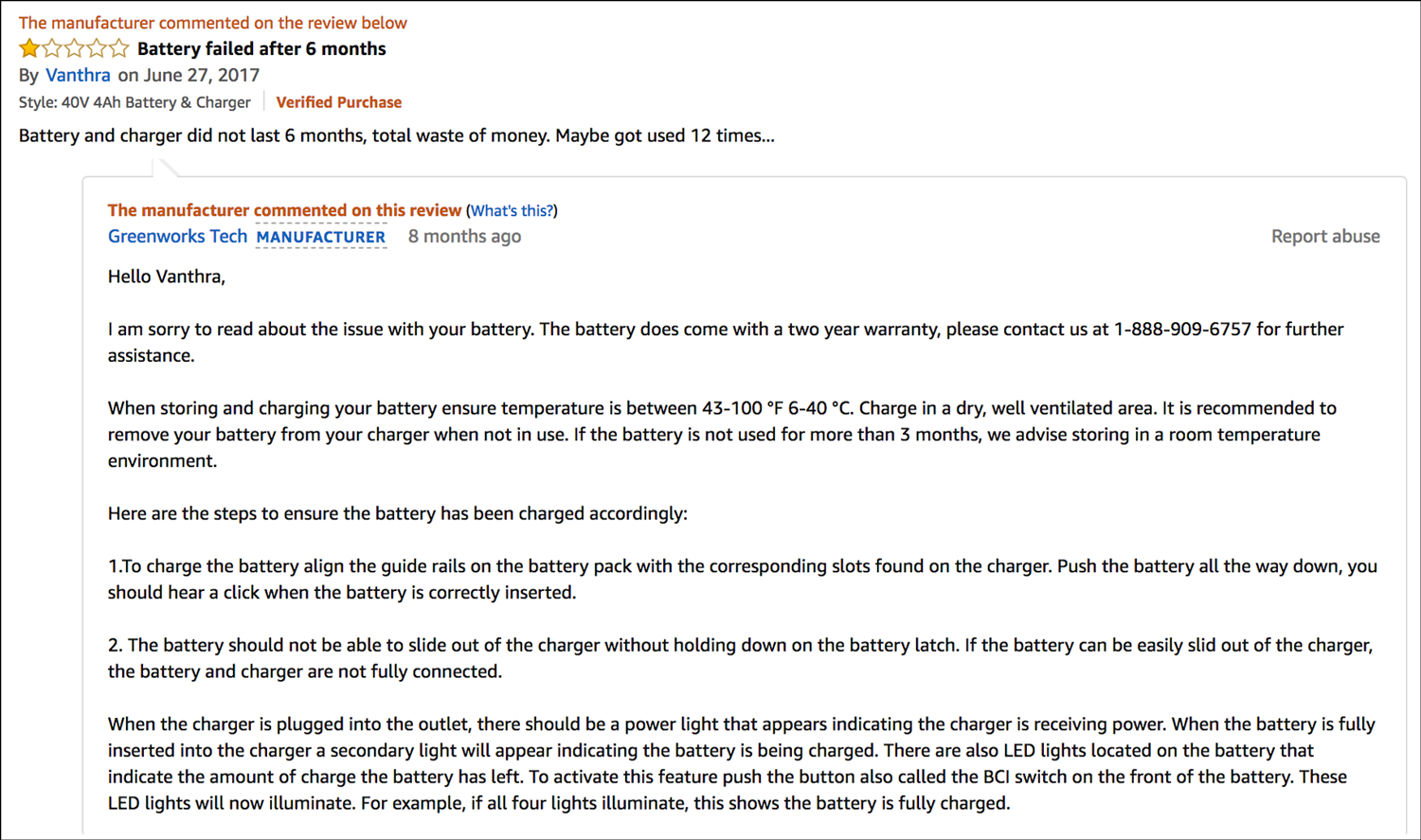Example of effectively handling negative reviews