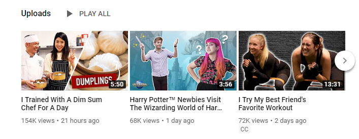 Example of customized YouTube video thumbnails