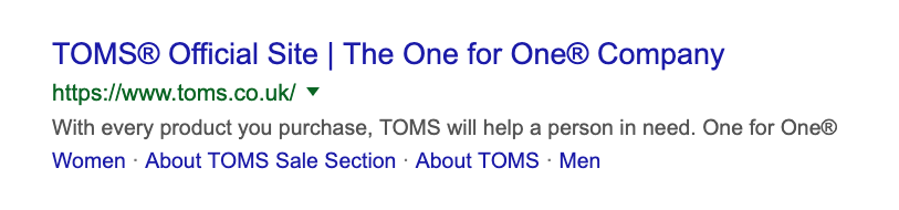 Snippet example of purpose focused meta content 