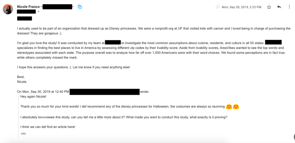 digital PR outreach using social media - Instagram email pitch